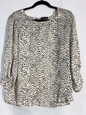 COCLICO Cream and Black Leopard-Print Relaxed Blouse